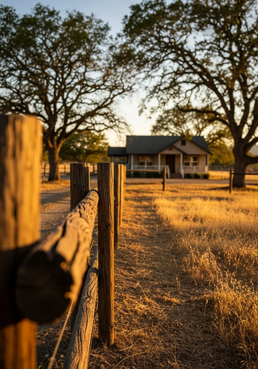 Farmhouse with wooden fencing and rural property setting typical of Amado County residential areas.