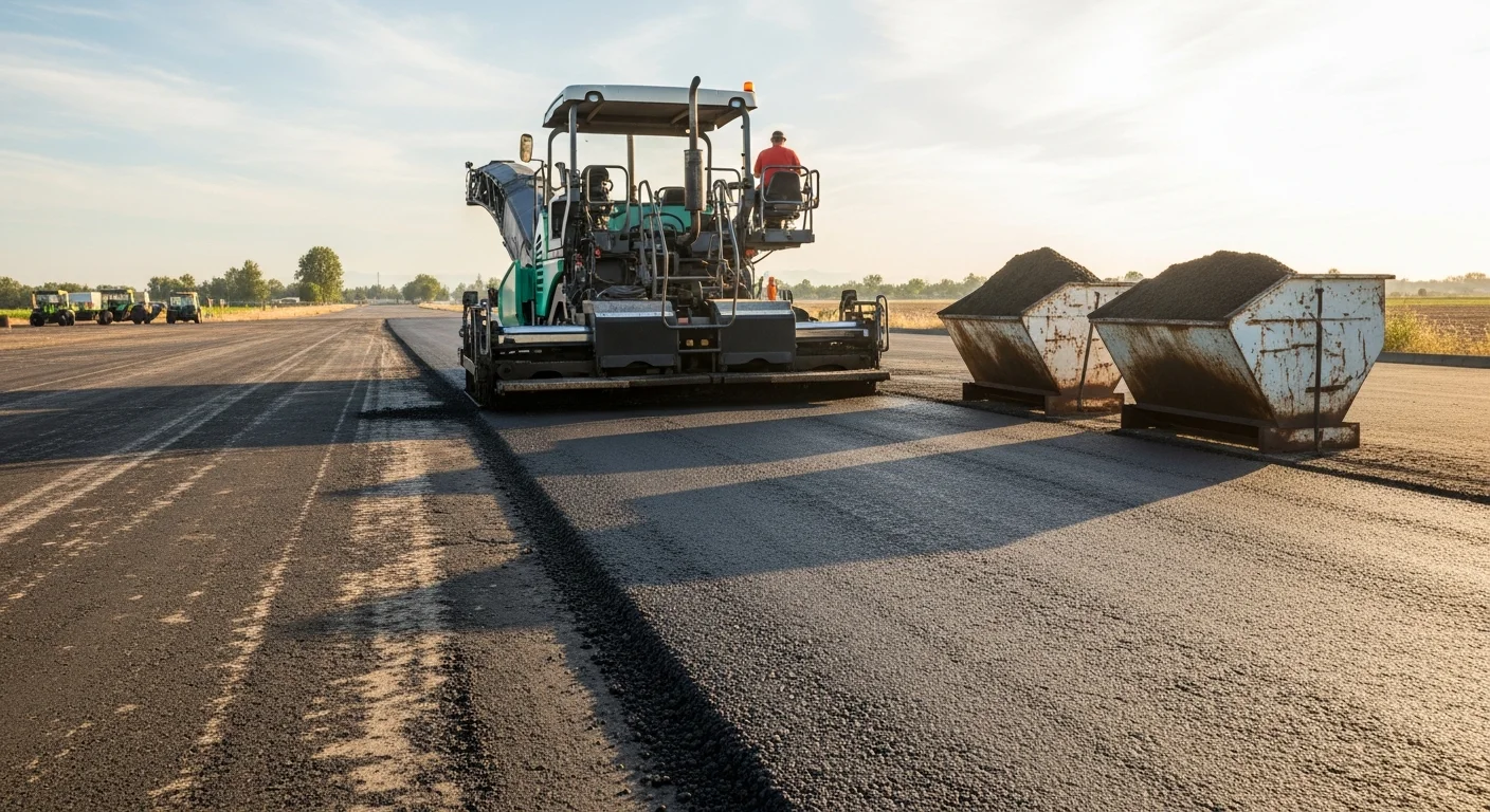 Freshly resurfaced asphalt driveway on a rural Calaveras County property showing a smooth, dark surface with clean edges. Herring Paving Company asphalt resurfacing work completed on a residential site in the California foothills.
